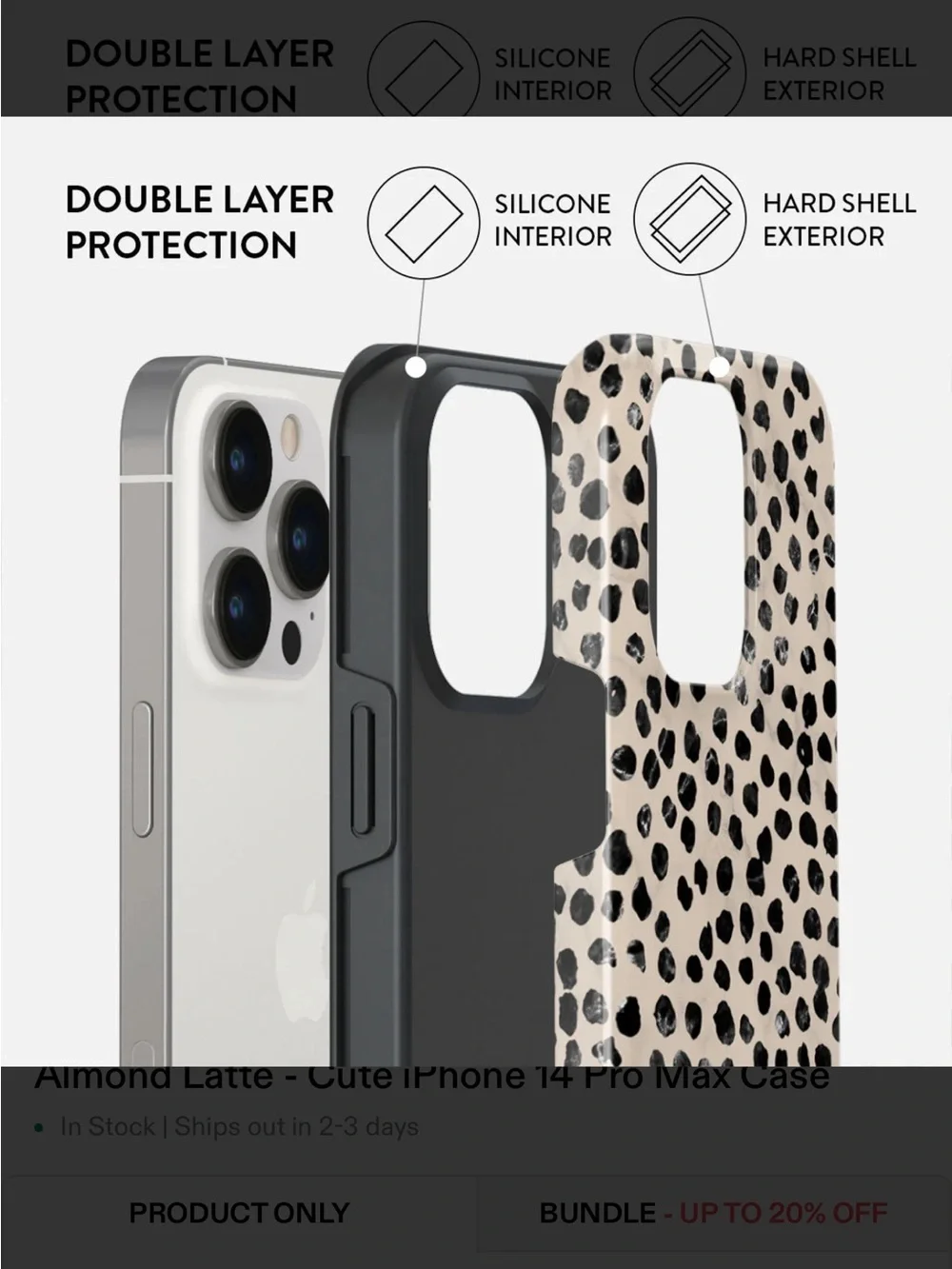 Burga Almond Latte Phone Case for iPhone 14 Pro Max- New
